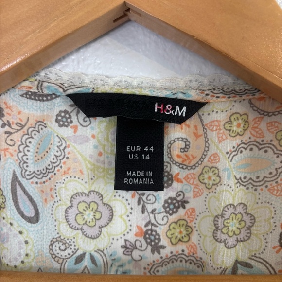 Vintage Y2K Sheer Floral Babydoll Top Dainty Lace, Flutter Sleeve H&M 14 - Picture 9 of 14